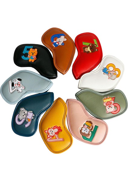 9pcs Golf Demir Headcover Set Golf Kulübü Baş Kapak Kılıf Açık Hava Sporları Multoolor (Yurt Dışından)