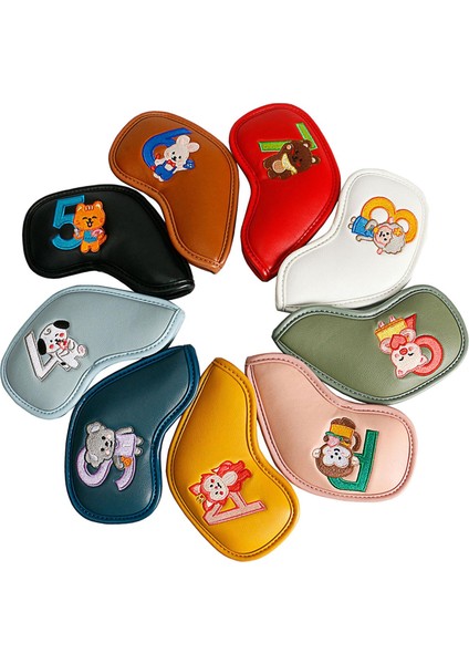 9pcs Golf Demir Headcover Set Golf Kulübü Baş Kapak Kılıf Açık Hava Sporları Multoolor (Yurt Dışından) indirimleri