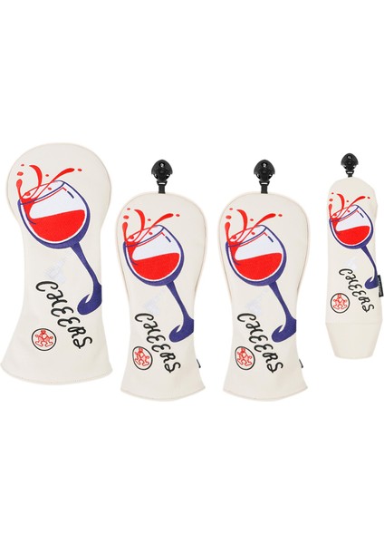 4x Pu Golf Kulübü Baş Kapakları Set Golf Ahşap Headcover Koruyucu Kol Koruma Kupası Beyaz (Yurt Dışından) modelleri