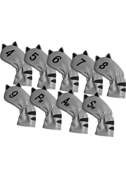 Su Geçirmez Golf Kulübü Kafa, Açık Hava Spor Seyahati Putter Işaret Headcover 9pcs Demir Ipucu Gri Kapsar (Yurt Dışından) indirimleri