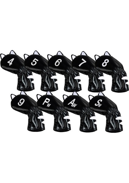 Su Geçirmez Golf Kulübü Kafa, Açık Hava Spor Seyahati Putter Işaret Headcover 9pcs Demir Siyah Kapsar (Yurt Dışından) modelleri