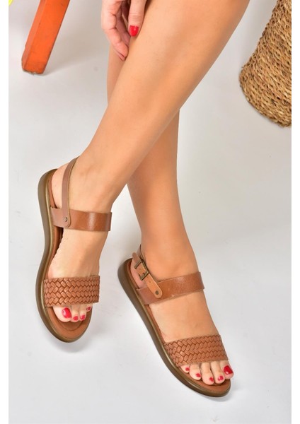 Taba Deri Günlük Kadın Sandalet P291013603 modelleri