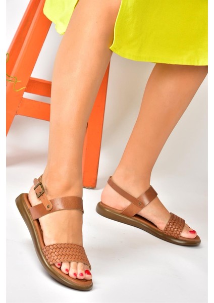 Taba Deri Günlük Kadın Sandalet P291013603 fırsatları