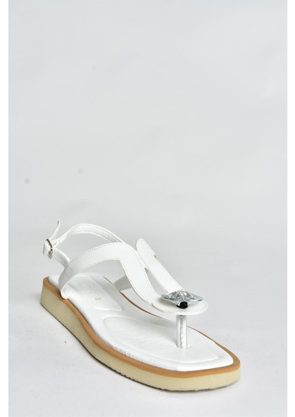 Beyaz Taşlı Parmak Arası Günlük Kadın Sandalet P252055009 fırsatları