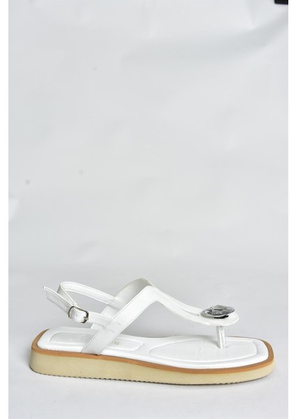 Beyaz Taşlı Parmak Arası Günlük Kadın Sandalet P252055009 indirimleri