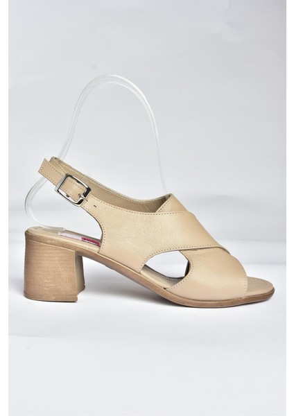 P555450503 Vizon Deri Kalın Topuklu Kadın Ayakkabı fırsatları
