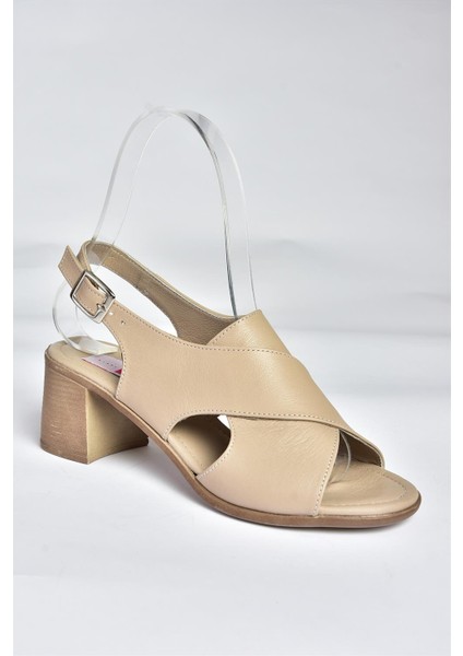 P555450503 Vizon Deri Kalın Topuklu Kadın Ayakkabı indirimleri