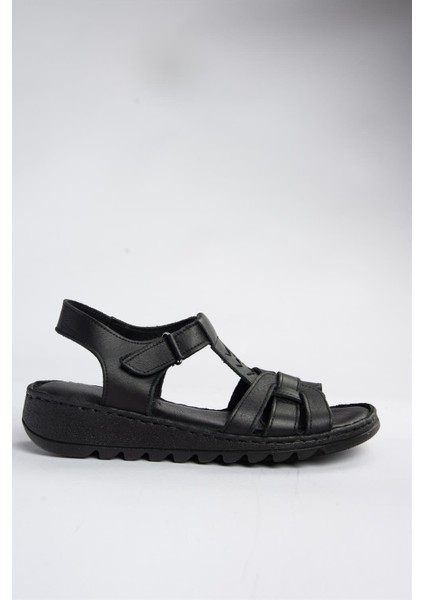 P555030303 Siyah Deri Günlük Kadın Sandalet fırsatları
