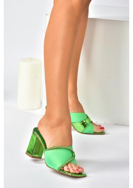 Yeşil Şeffaf Topuklu Kadın Abiye Terlik P820207523 fiyatları