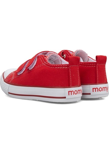 Unisex Çocuk Keten Kısa Convers Modeli Cırtlı Sneaker Spor Ayakkabı Kırmızı (26-30)