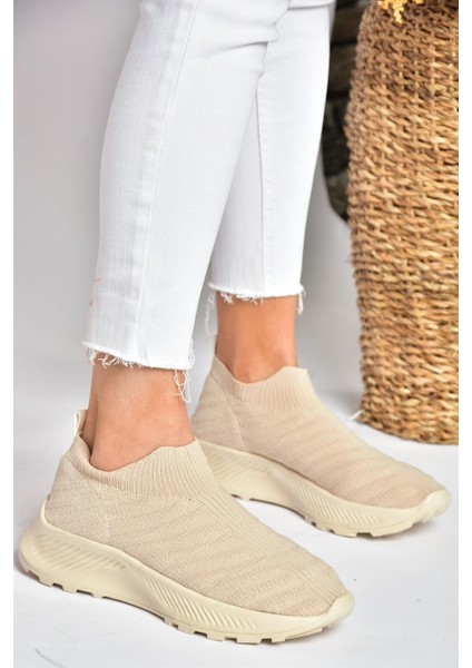 P239503304 Bej Triko Kumaş Kadın Spor Ayakkabı Sneakers fırsatları