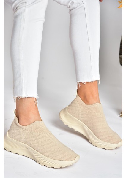 P239503304 Bej Triko Kumaş Kadın Spor Ayakkabı Sneakers indirimleri