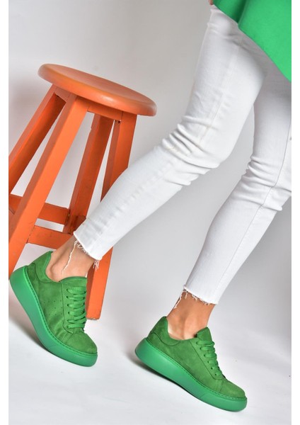 P602045002 Yeşil Süet Kadın Spor Ayakkabı Sneakers modelleri