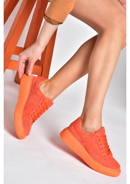 P602045002 Turuncu Süet Kadın Spor Ayakkabı Sneakers