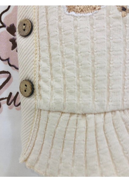 3'lü Kaşkorse Çiçek Işleme Desenli Bebek Kaşkorse Hırka Pantolon Çıtçıtlı Zıbın Takım fiyatları