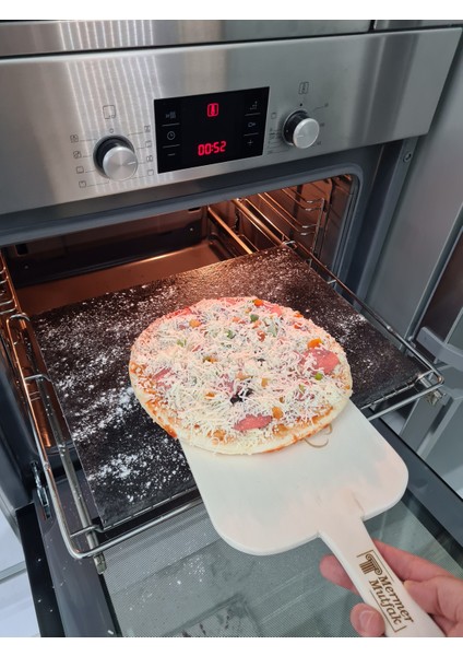 Doğal Bazalt Fırın Taşı Seti Tam Fırın Boyutu 30 x 40 Cm ve Ahşap Fırın Küreği Mangal Taşı