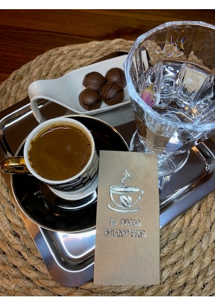 Gümüş Yaldızlı Kraft Bi Fincan Antidepresan Peçete 6X12 cm