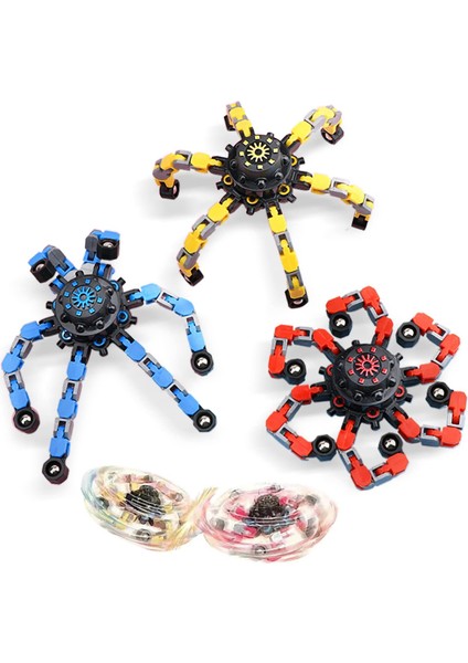 Transforming Fidget Spinners Dönüştürülebilir Zincir Robot Oyuncak Stres Çarkı Sarı