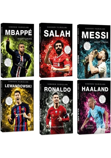 Parodi Yayınları Sahanın Yıldızları Salah Messi Ronaldo Mbappe Lewandowski Haaland Futbolcu Seti 6 Kitap Poster ve Sticker