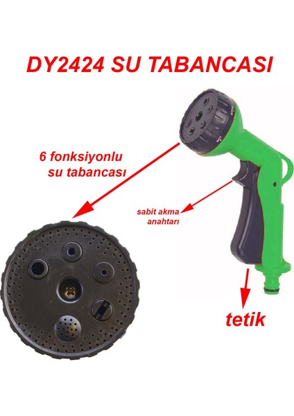 Otomatik 6 Fonksiyonlu Bahçe Sulama Tabancası Tetikli Ayarlı Tabanca