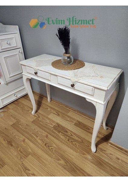 120 cm Çekmeceli Beyaz Eskitme Dresuar Makyaj Masası fırsatları