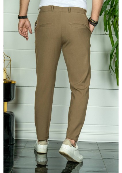 Erkek Kahverengi Slim Fit Kumaş Pantolon