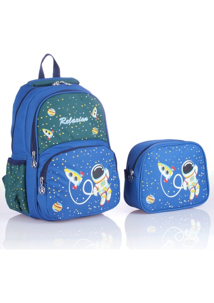 RLX-1340 Beslenmeli Astronot Desenli Ortopedik Ilkokul Çantası