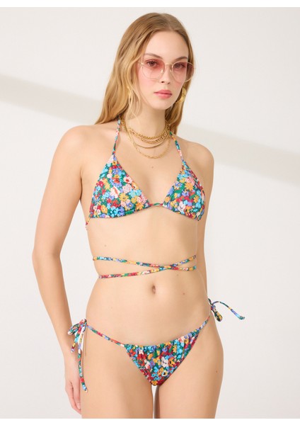 People By Fabrika Mavi - Kırmızı - Turuncu Kadın Bikini Takım 212-1003