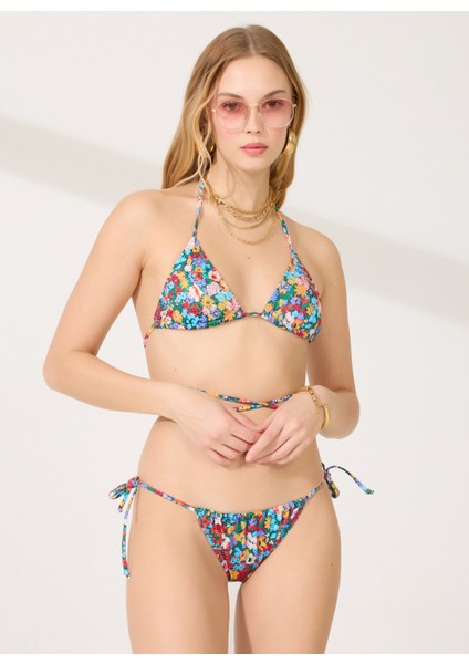 People By Fabrika Mavi - Kırmızı - Turuncu Kadın Bikini Takım 212-1003