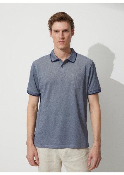 Polo Yaka Lacivert - Beyaz Erkek T-Shirt 4A9000000004 fırsatları