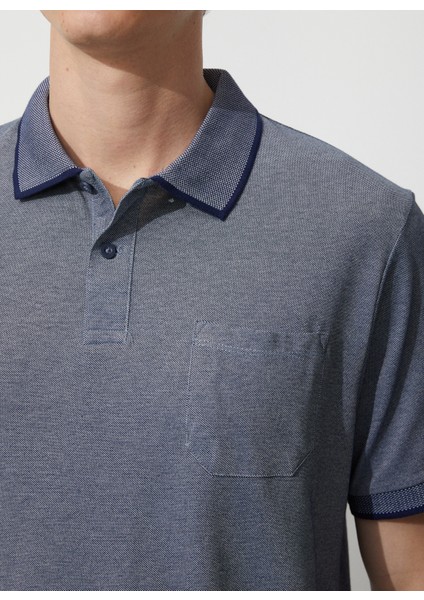 Polo Yaka Lacivert - Beyaz Erkek T-Shirt 4A9000000004 indirimleri