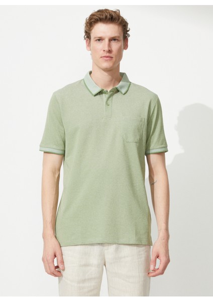 Polo Yaka Yeşil - Beyaz Erkek T-Shirt 4A9000000004 fiyatları