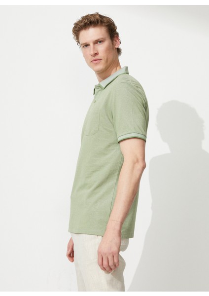 Polo Yaka Yeşil - Beyaz Erkek T-Shirt 4A9000000004 modelleri