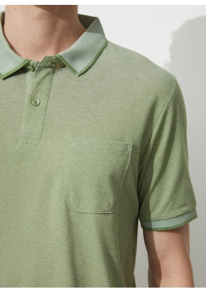 Polo Yaka Yeşil - Beyaz Erkek T-Shirt 4A9000000004 indirimleri