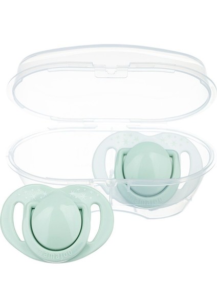 Sterilizasyon & Saklama Kutulu Powder Green Desenli Ikili Ortodontik Emzik / 0 Ay+ indirimleri