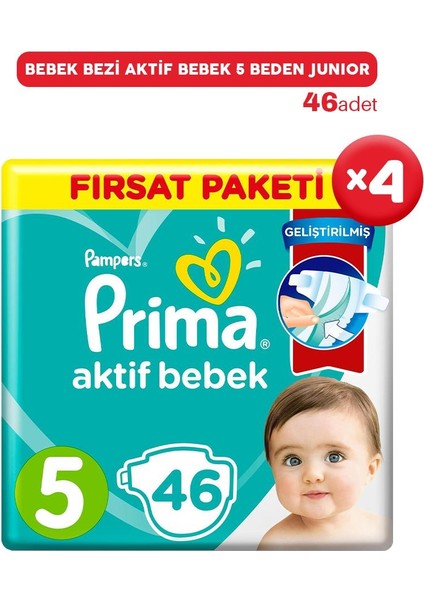 Bebek Bezi Aktif Bebek 5 Beden 46 Adet Junior x 4