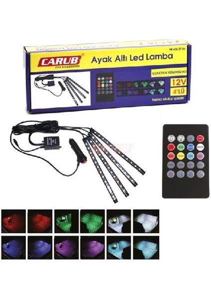 Ayak Altı LED Lamba 12V 4 Lü Uzaktan Kumanda 4283706