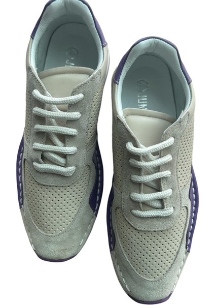 Hakiki Krem Deri Spor Ayakkabı