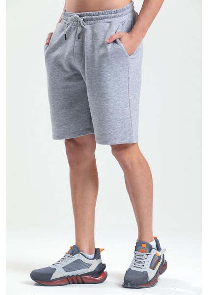 Gri Melanj Normal Kesim Cepli Örme Iki Iplik Sweat Şort fiyatları