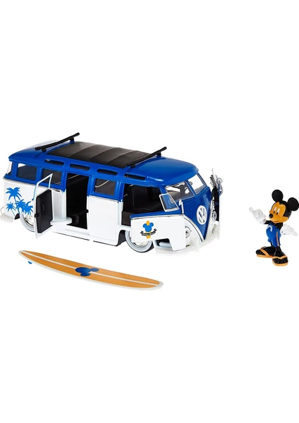 Mickey Van With Figure, 1:24 Ölçek Disney Lisanslı, Die-Cast (Metal), Figürlü