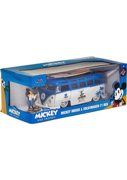 Mickey Van With Figure, 1:24 Ölçek Disney Lisanslı, Die-Cast (Metal), Figürlü