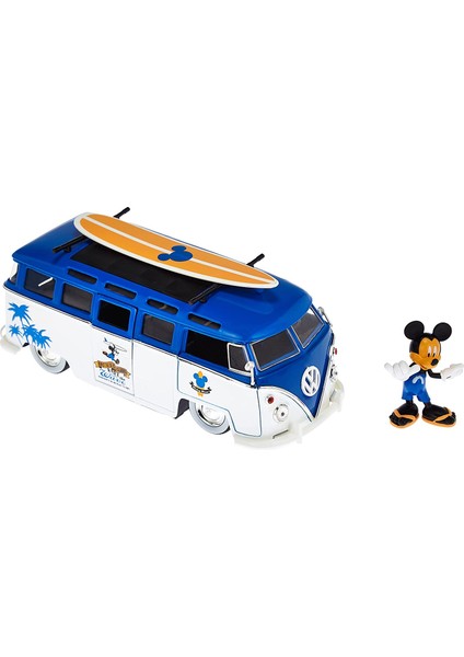 Mickey Van With Figure, 1:24 Ölçek Disney Lisanslı, Die-Cast (Metal), Figürlü