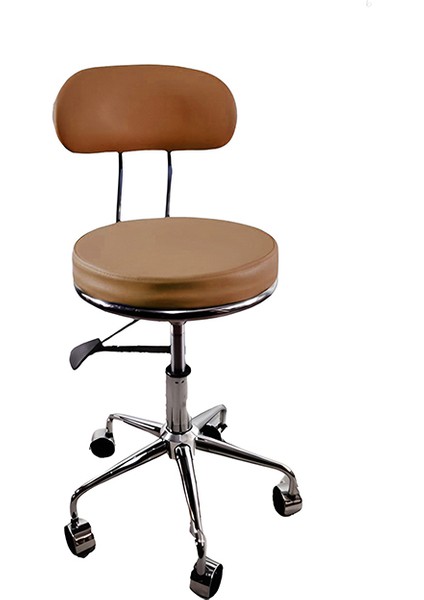 Arena Deri Arkalıklı Tekerlekli Tabure Modell