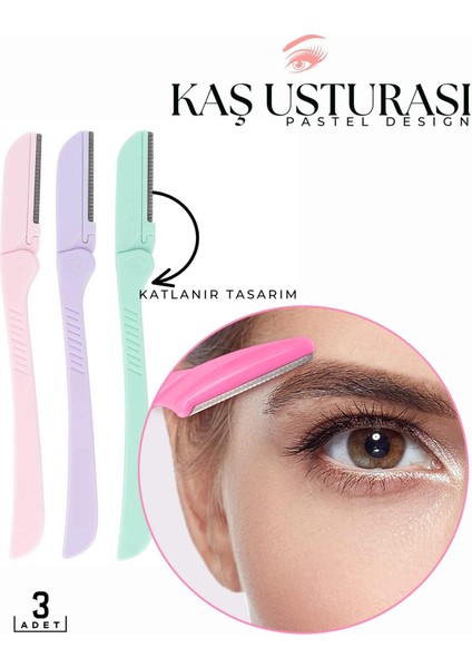 Katlanabilir Kaş Usturası 3 Adet Pastel Design 718323