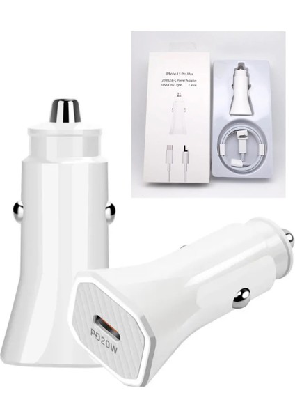 Iphone Uyumlu 20W Araç Çakmaklık Şarj Aleti 11-12-13-14 Ligtning Tüm Telefonlara Uyumlu Type-C Çıkış
