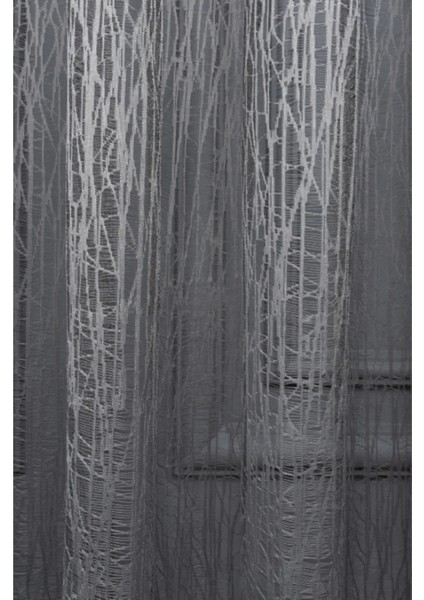 Taç Buz Kırığı Kullanıma Hazır 1/2,5 Normal Pile Tül Perde Tek Kanat - Koyu Gri 100 x 250 cm