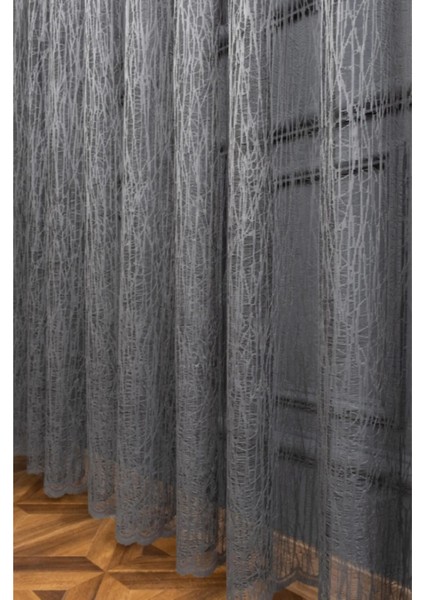 Taç Buz Kırığı Kullanıma Hazır 1/2,5 Normal Pile Tül Perde Tek Kanat - Koyu Gri 100 x 250 cm indirimleri