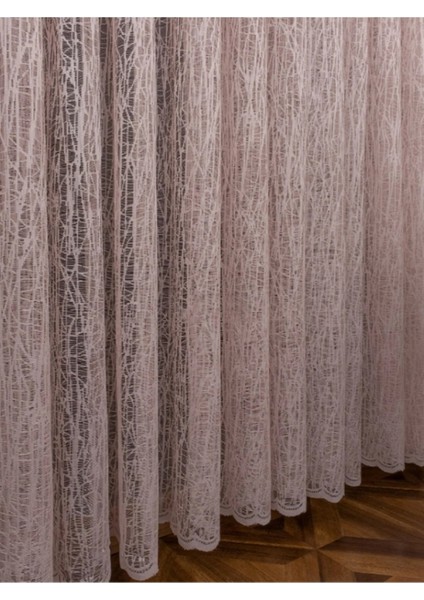 Taç Buz Kırığı Kullanıma Hazır Ekstraforlu Pilesiz Tül Perde Tek Kanat - Pudra 110 x 200 cm