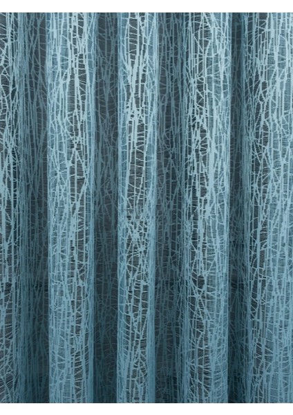 Taç Buz Kırığı Kullanıma Hazır Ekstraforlu Pilesiz Tül Perde Tek Kanat - Turkuaz 110 x 240 cm