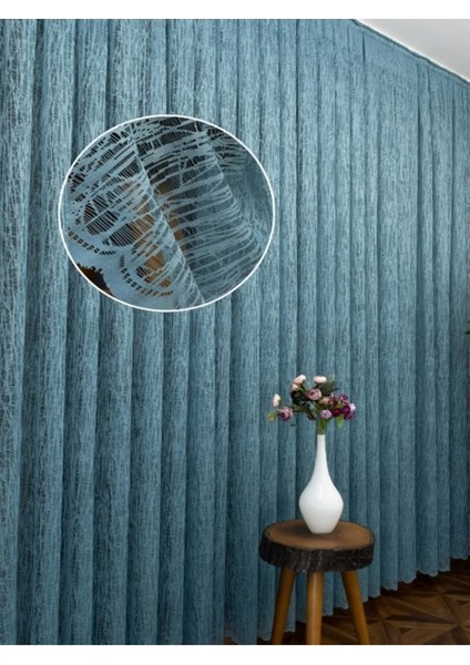 Taç Buz Kırığı Kullanıma Hazır Ekstraforlu Pilesiz Tül Perde Tek Kanat - Turkuaz 130 x 200 cm